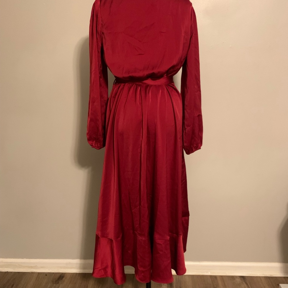 Amazon Silky Asymmetrical Hem Wrap Dress - Picture 3 of 4